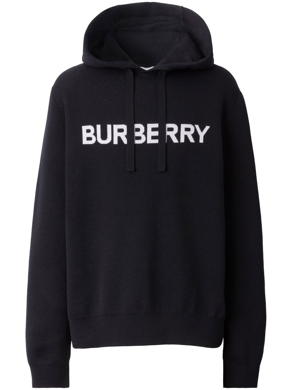 Burberry logo-intarsia drawstring hoodie - Blue von Burberry