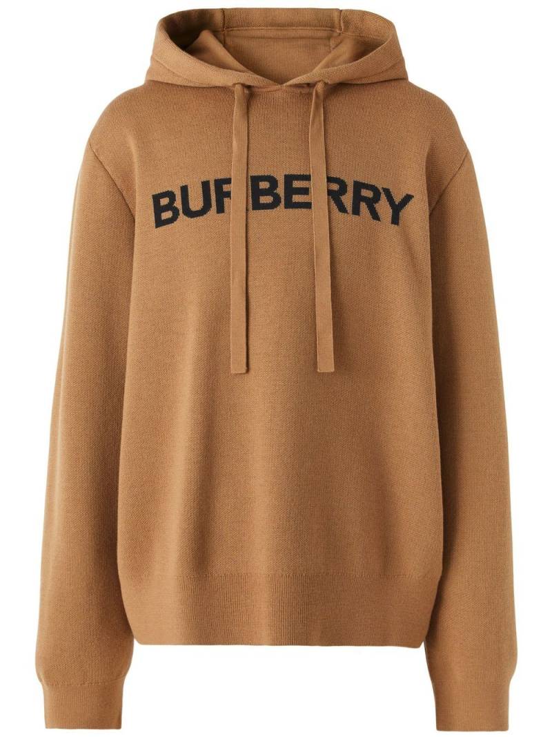 Burberry logo intarsia wool-cotton oversized hoodie - Brown von Burberry