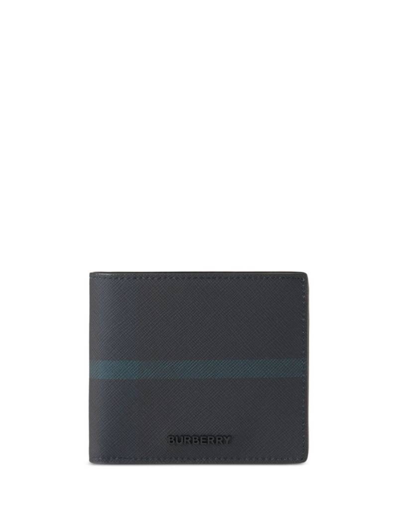 Burberry logo-lettering checked leather wallet - Blue von Burberry