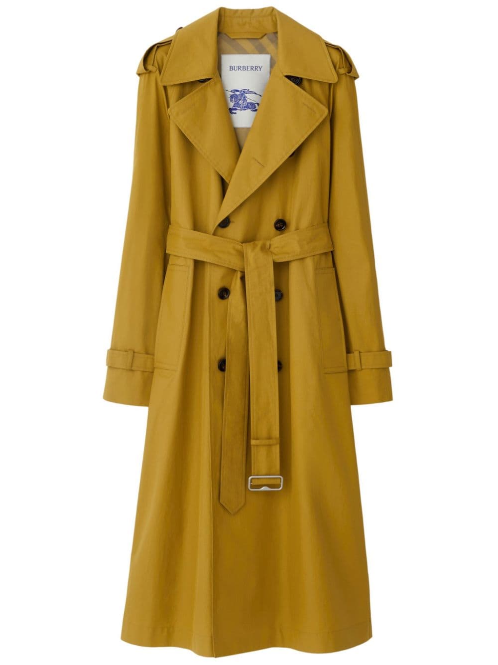 Burberry long gabardine cotton trench coat - Yellow von Burberry