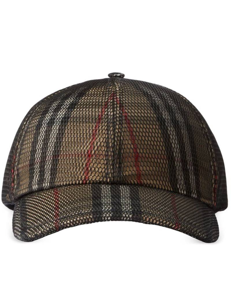 Burberry mesh-overlay check baseball cap - Neutrals von Burberry