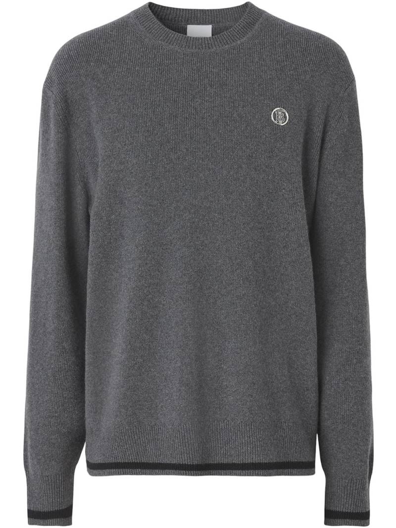 Burberry monogram-motif cashmere-cotton blend jumper - Grey von Burberry