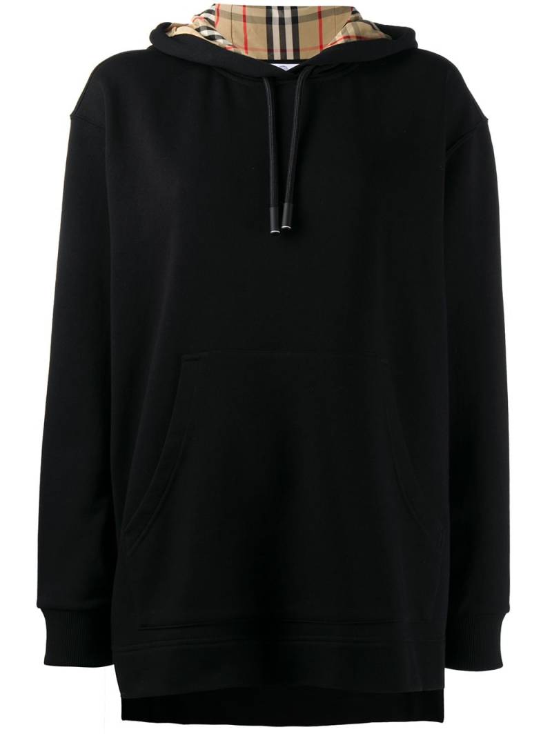 Burberry oversized checked hoodie - Black von Burberry