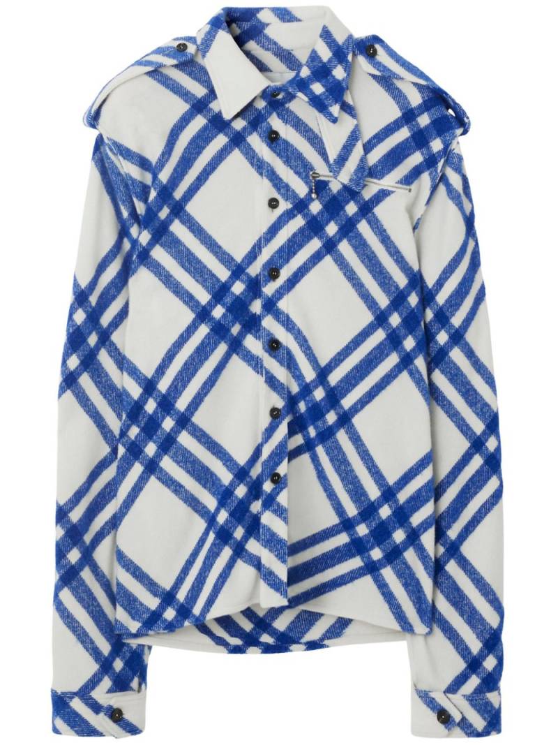 Burberry plaid-check button-up shirt jacket - Blue von Burberry