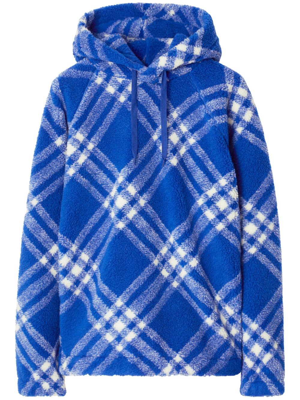 Burberry plaid-check pattern fleece hoodie - Blue von Burberry