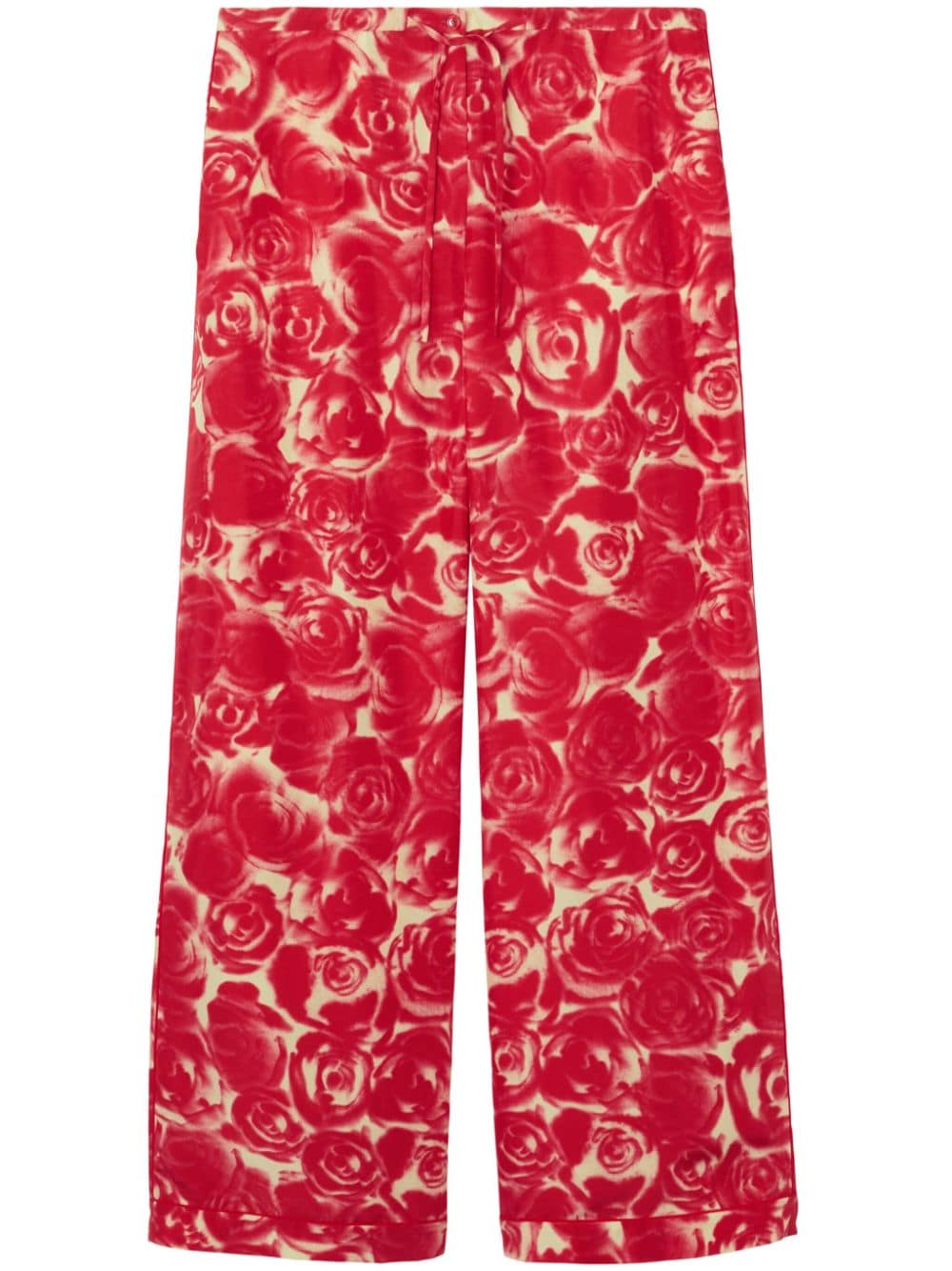 Burberry rose-print drawstring silk trousers - Red von Burberry