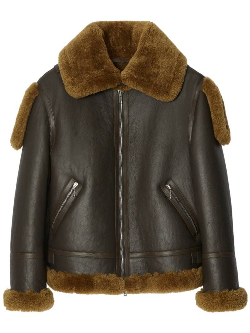 Burberry shearling leather aviator jacket - Green von Burberry
