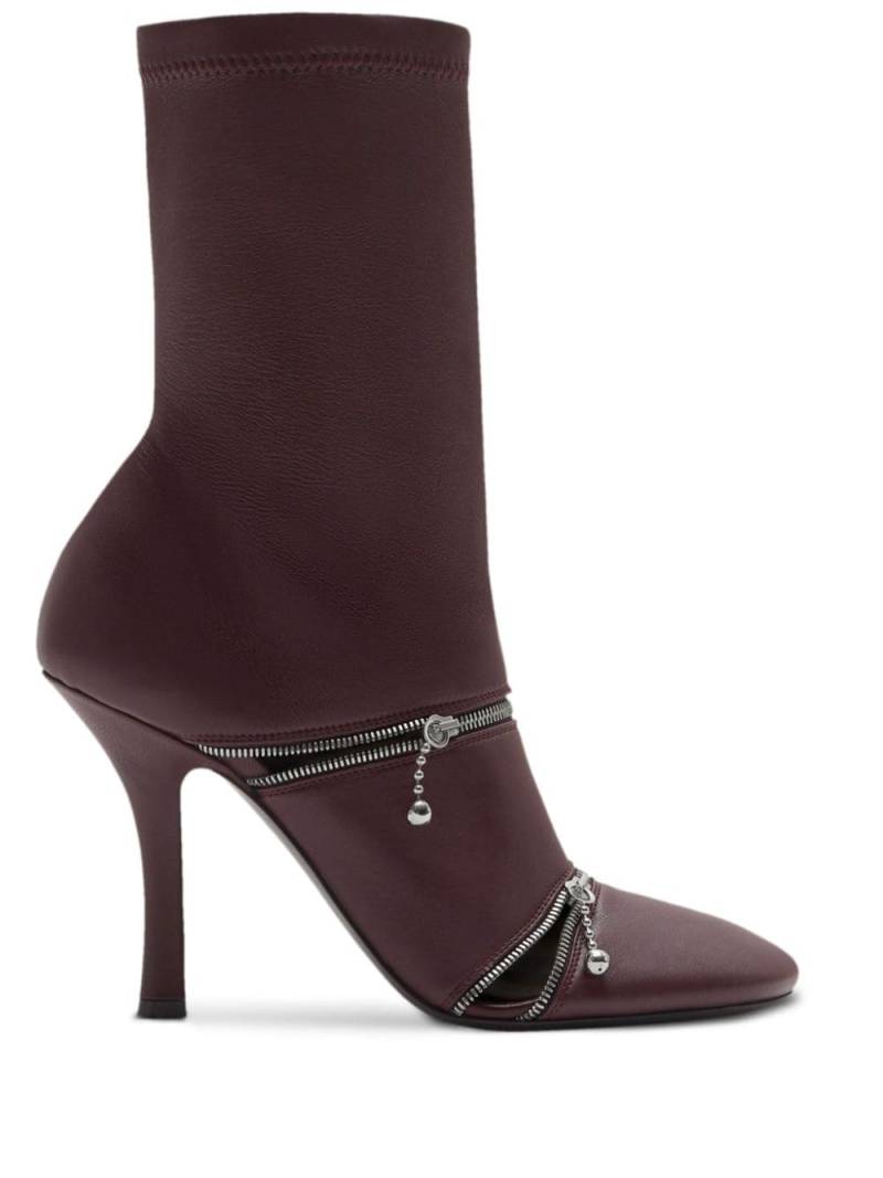 Burberry Peep 100mm leather boots - Red von Burberry