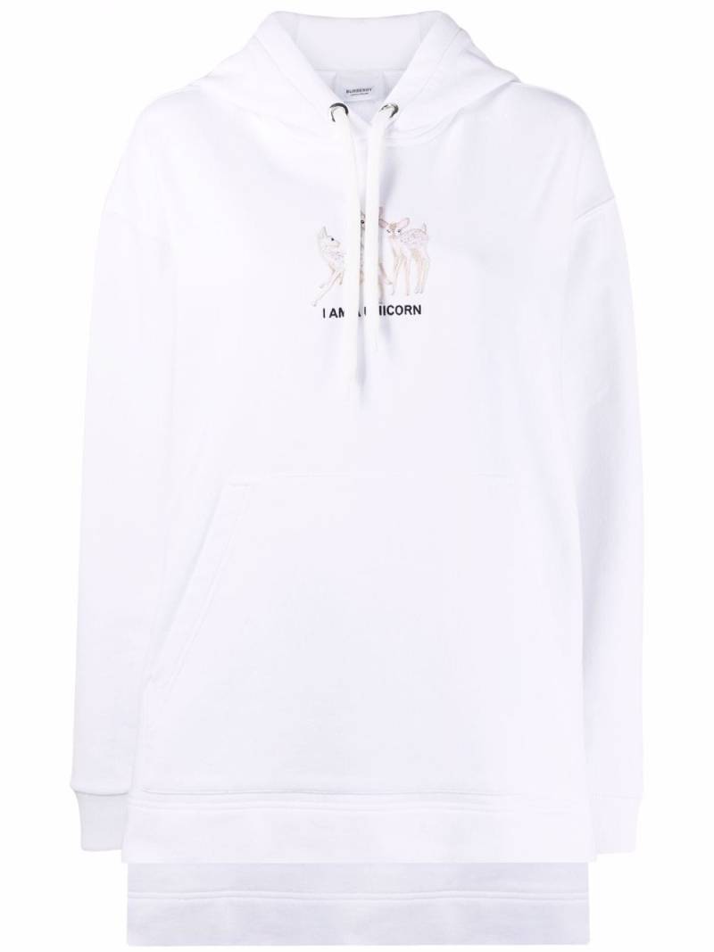 Burberry step-hem embroidered hoodie - White von Burberry