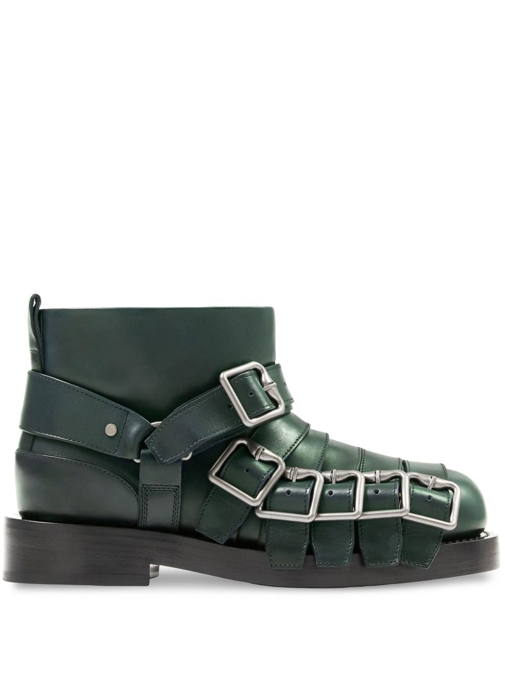 Burberry strap-detail leather ankle boots - Green von Burberry