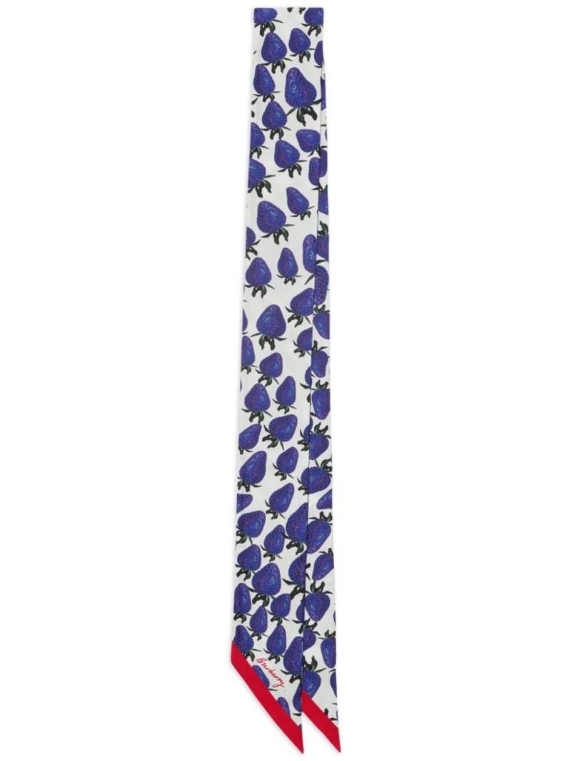 Burberry strawberry-print silk scarf - Blue von Burberry