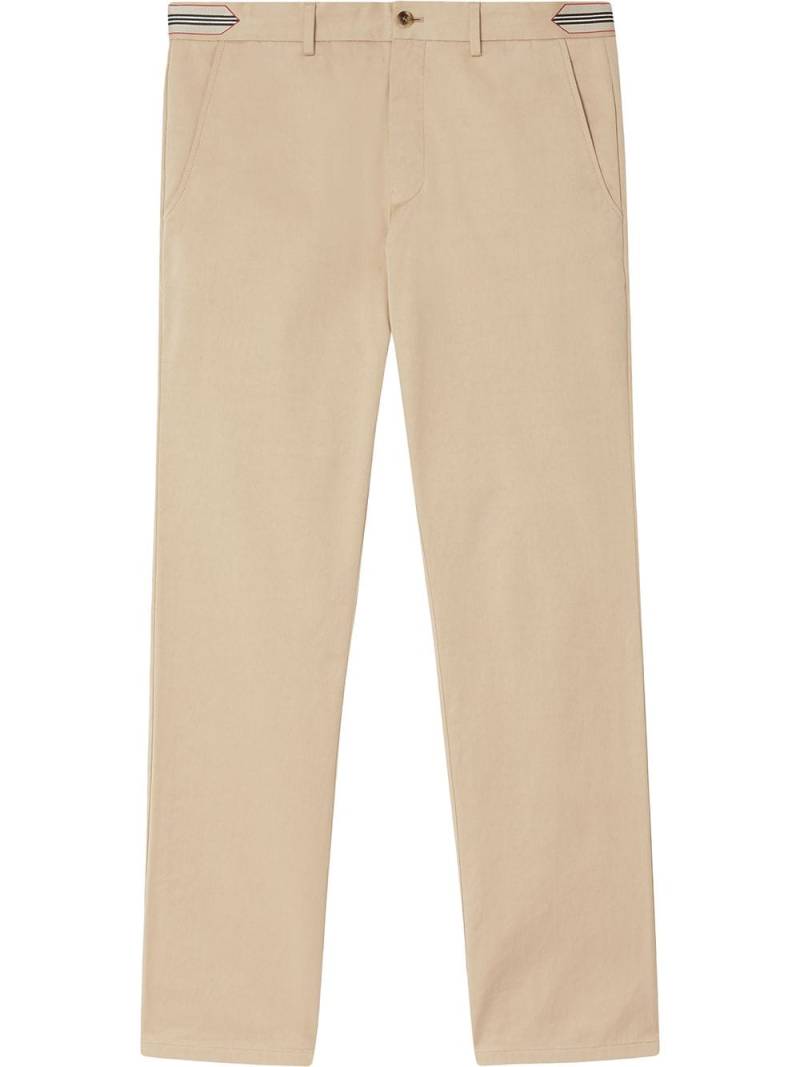 Burberry stripe-detail cotton chino trousers - Neutrals von Burberry