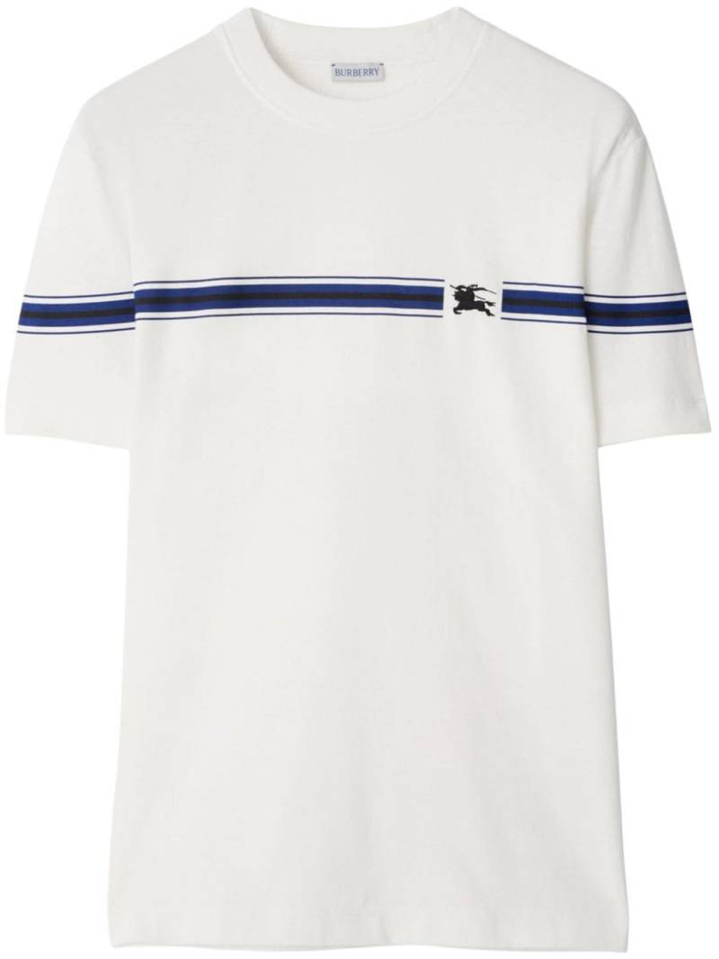 Burberry striped-detail cotton T-shirt - White von Burberry