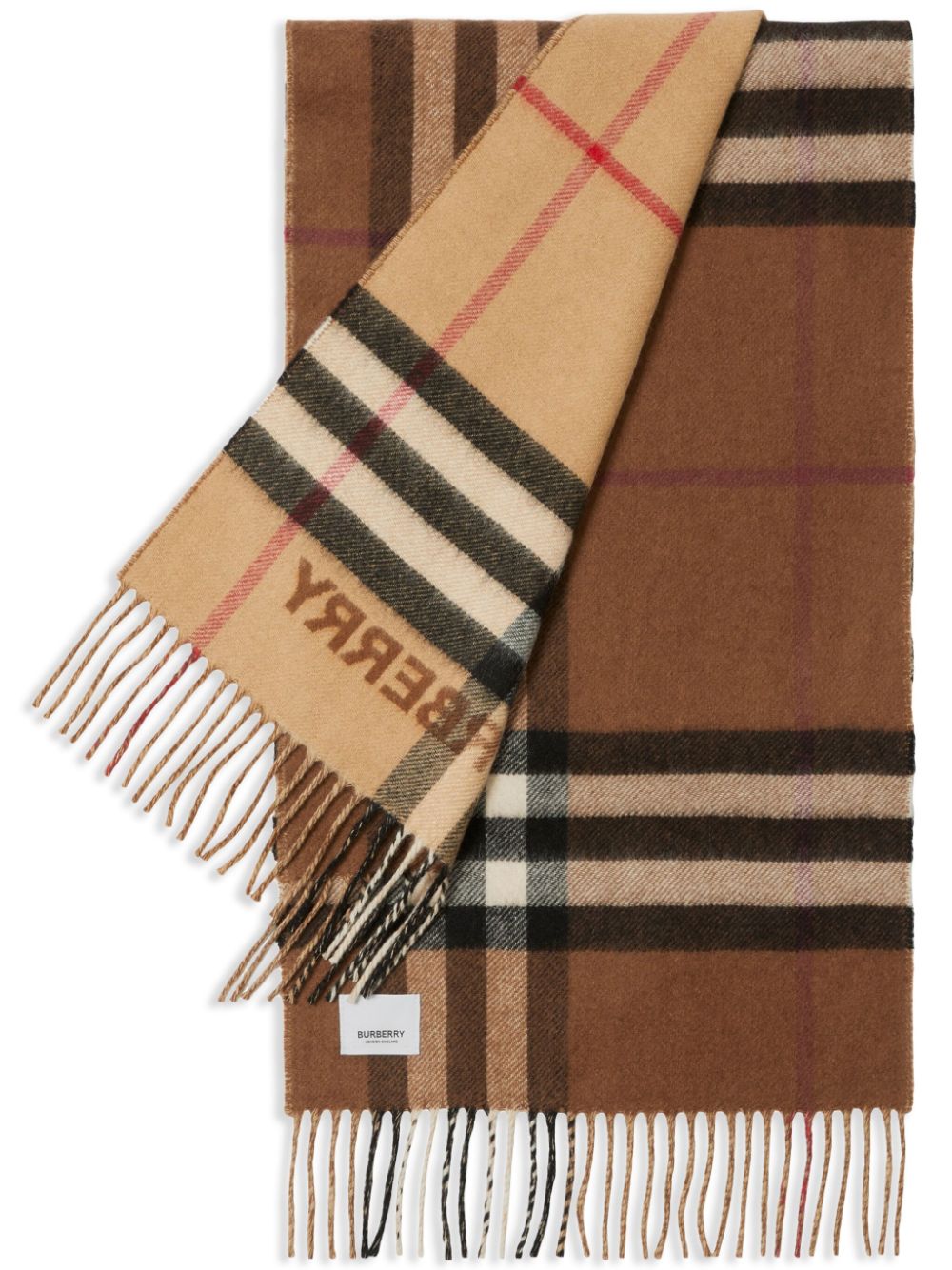 Burberry two-tone checked cashmere scarf - Brown von Burberry