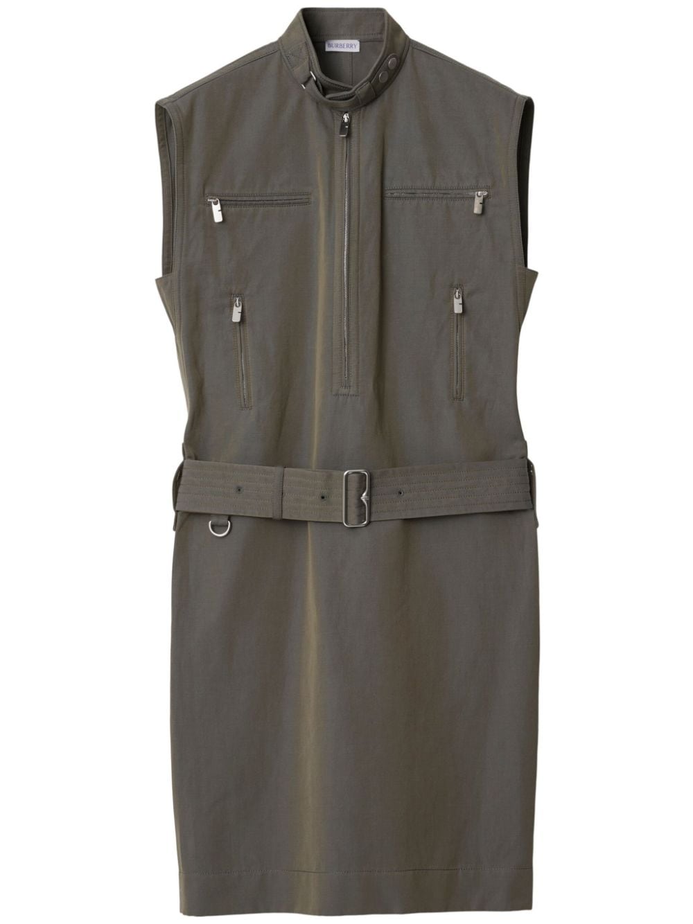Burberry zip-detail cotton-linen dress - Grey von Burberry