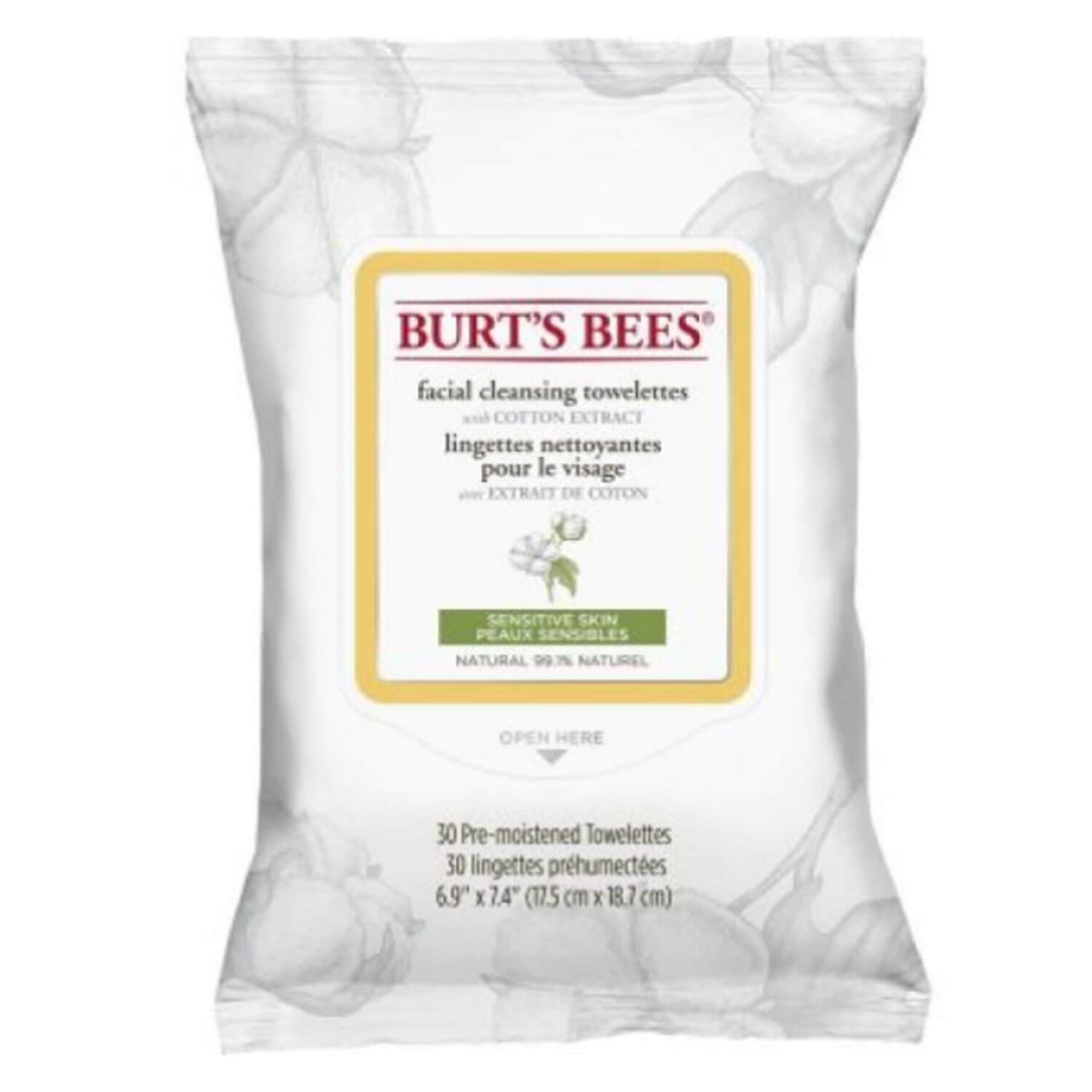 Burt's Bees - Sensitive Facial Cleansing Towelettes Cotton Extract von Burt's Bees