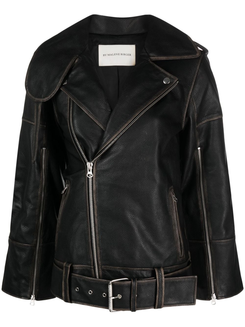 By Malene Birger Beatrisse leather biker jacket - Black von By Malene Birger