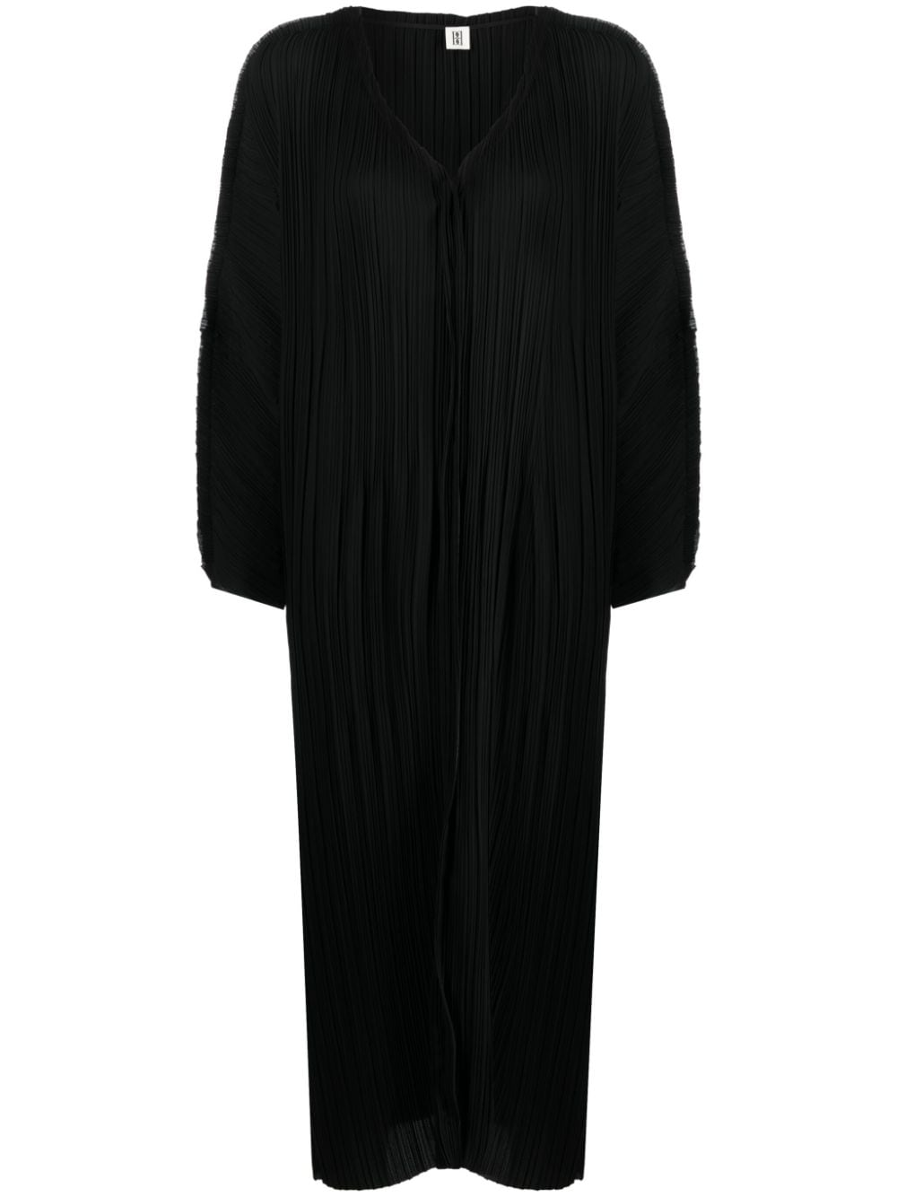 By Malene Birger plissé-effect V-neck dress - Black von By Malene Birger