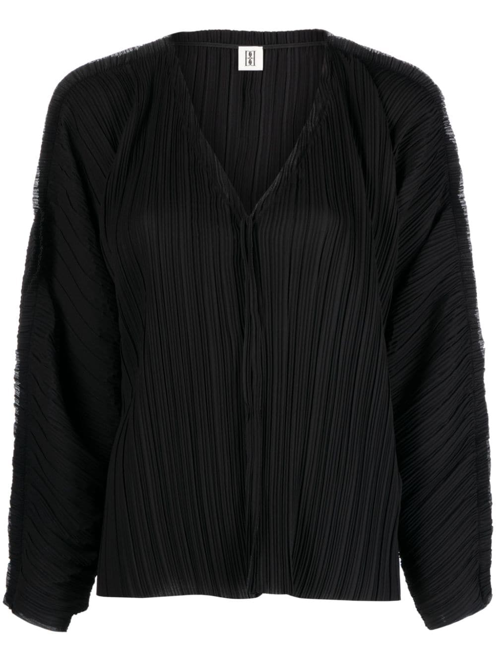 By Malene Birger plissé-effect V-neck sweatshirt - Black von By Malene Birger
