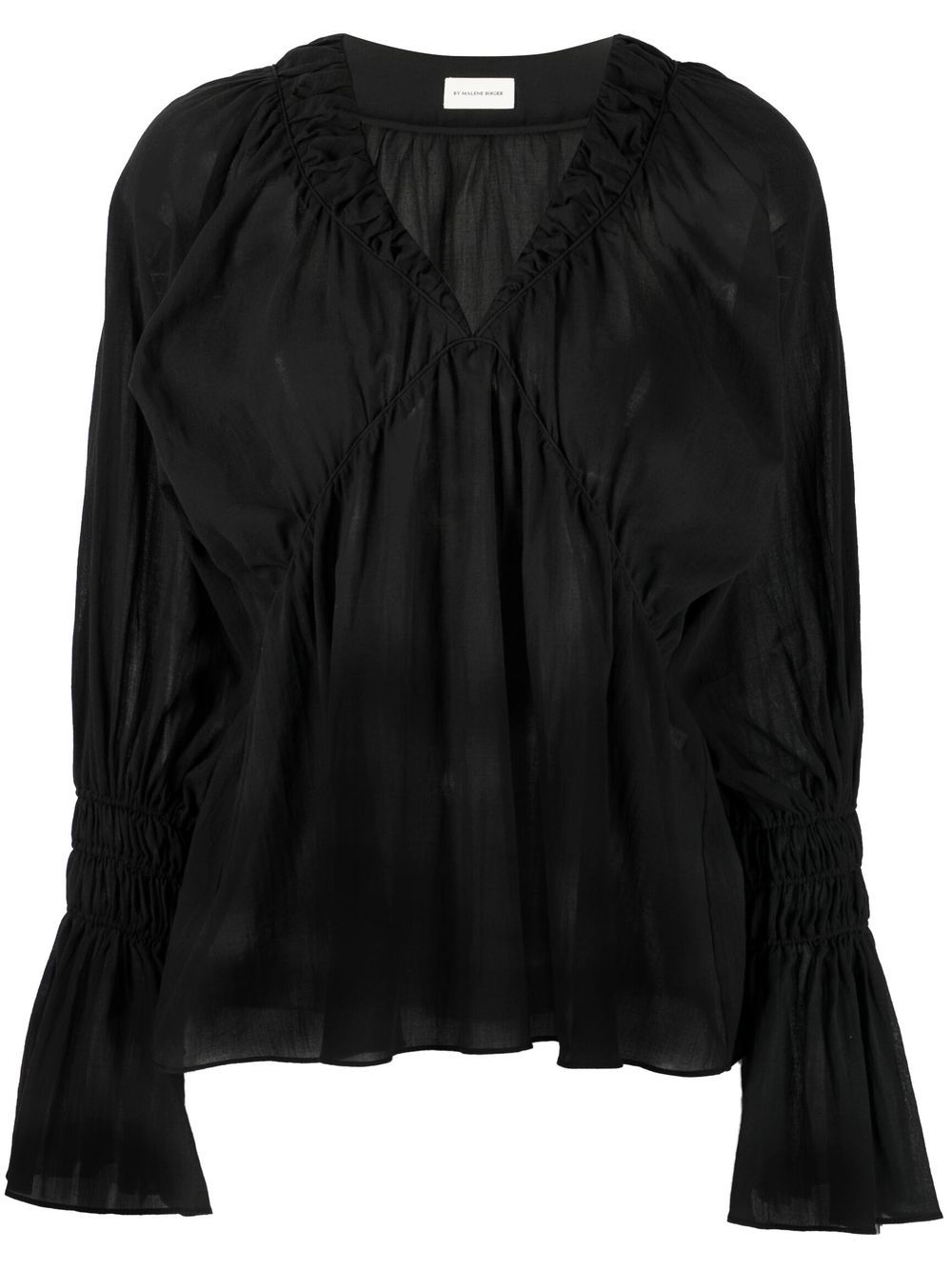 By Malene Birger ruched V-neck blouse - Black von By Malene Birger
