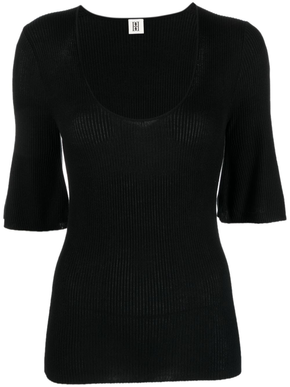 By Malene Birger scoop-neck ribbed-knit T-shirt - Black von By Malene Birger