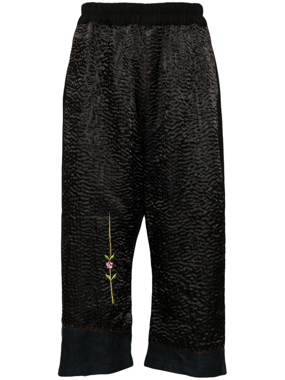 By Walid floral-embroidered cropped trousers - Black von By Walid