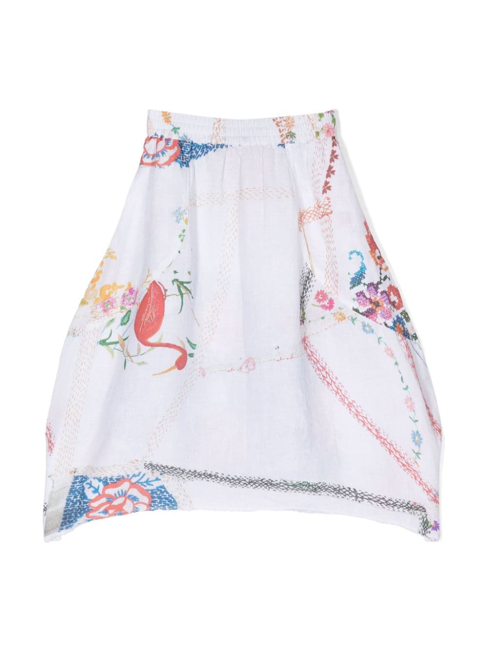 By Walid floral-print linen skirt - White von By Walid