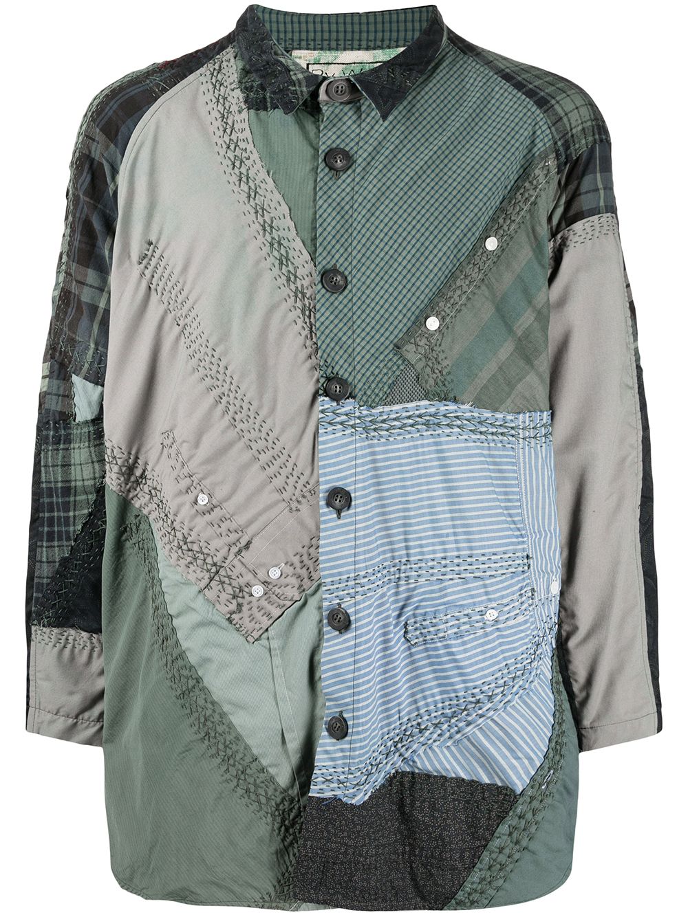 By Walid patchwork cotton shirt - Green von By Walid