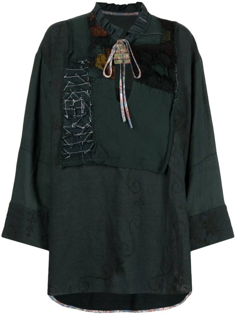 By Walid patchwork-design cotton tunic - Green von By Walid