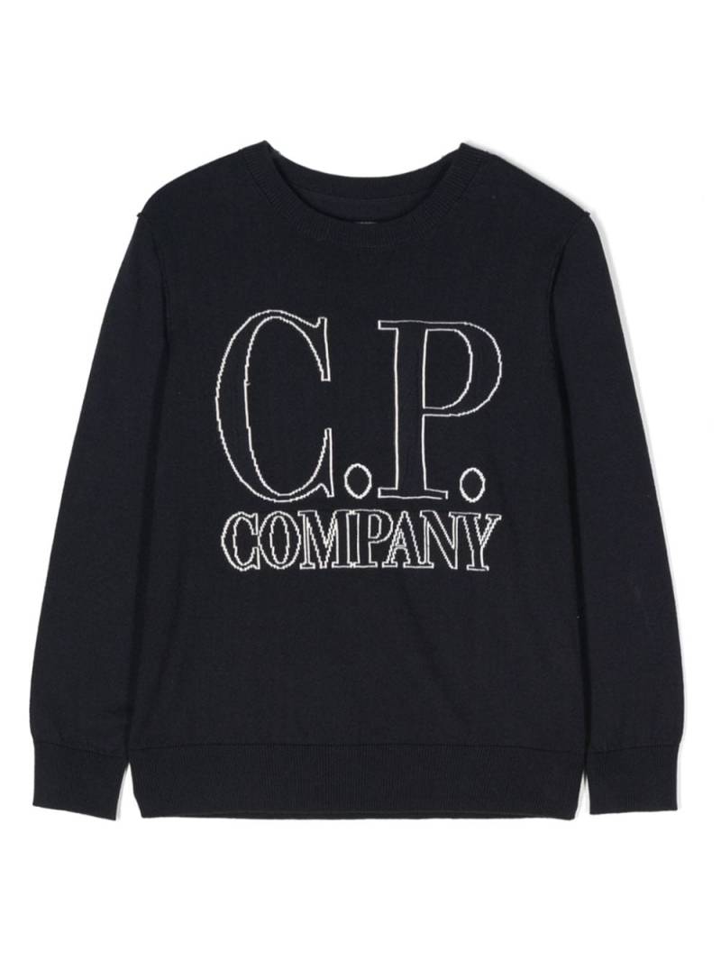 C.P. Company Kids logo-jacquard cotton jumper - Blue von C.P. Company Kids