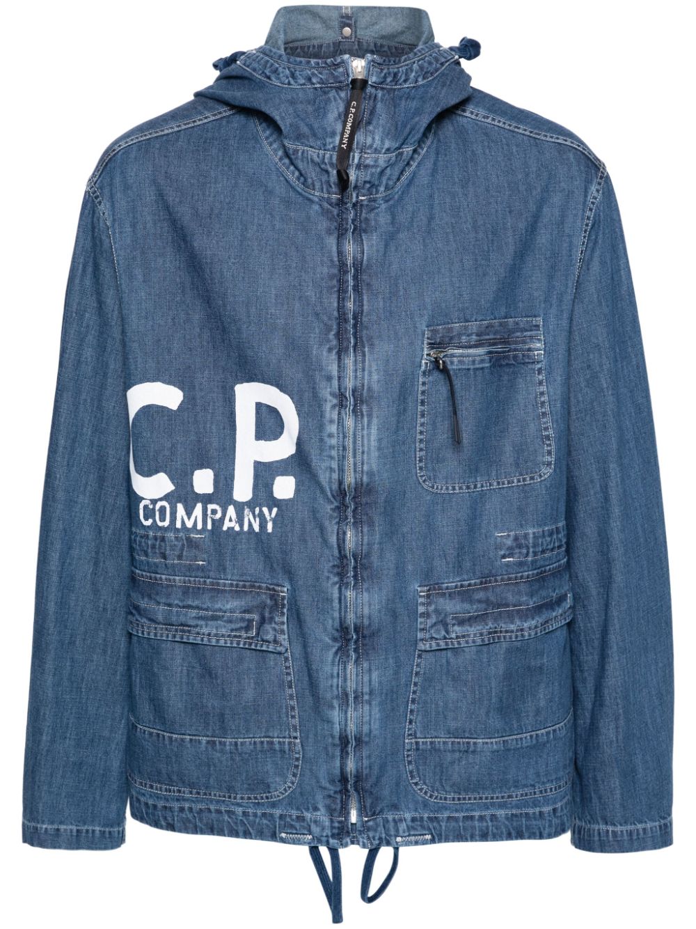 C.P. Company Blu Goggles-detail denim jacket - Blue von C.P. Company