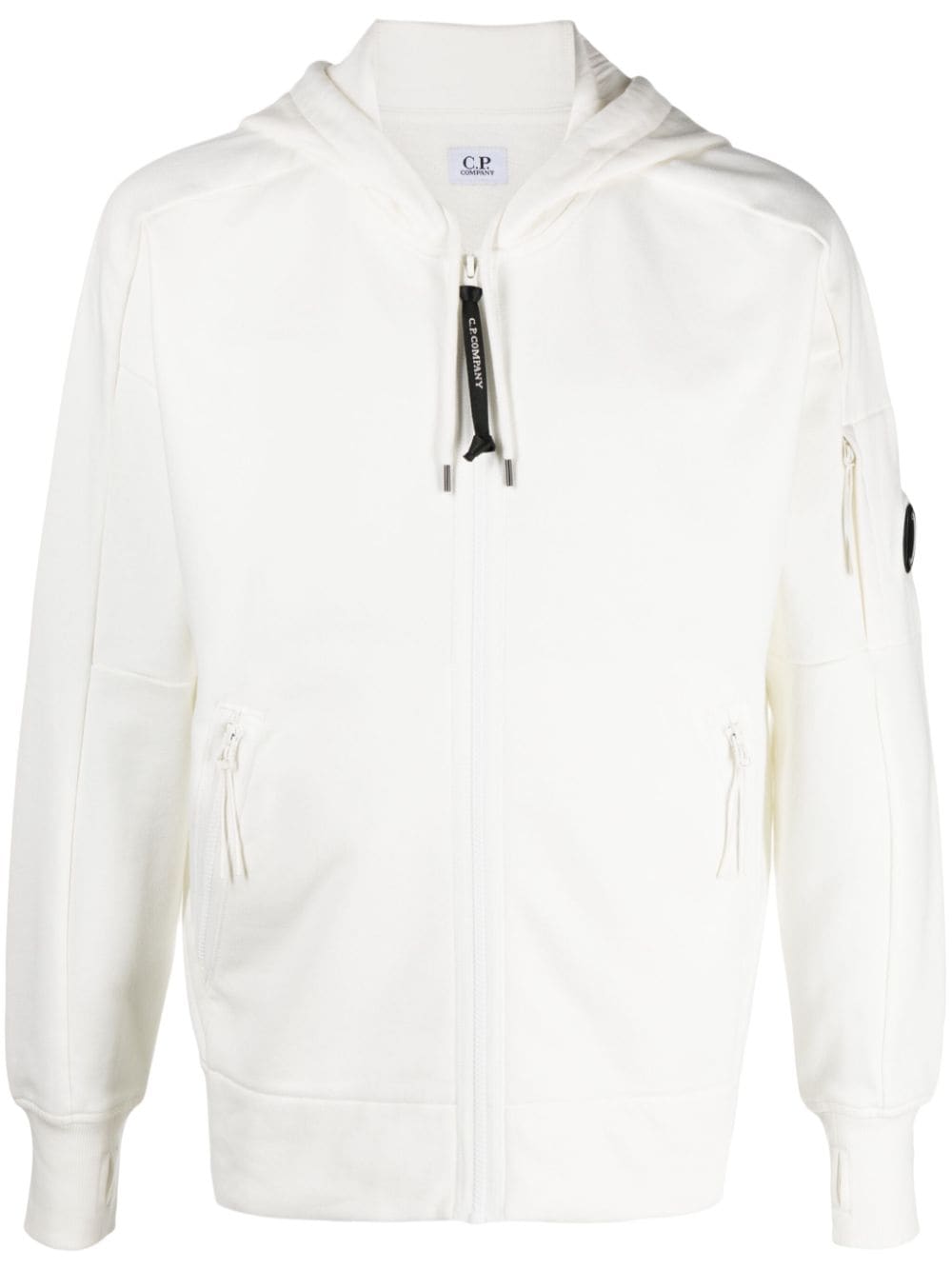 C.P. Company Diagonal Raised zipped cotton hoodie - White von C.P. Company