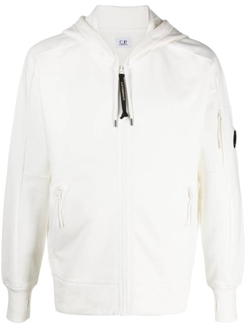 C.P. Company Diagonal Raised zipped cotton hoodie - White von C.P. Company