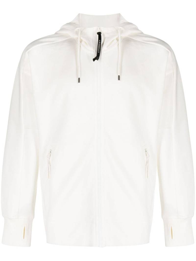 C.P. Company Diagonal Raised zipped cotton hoodie - White von C.P. Company