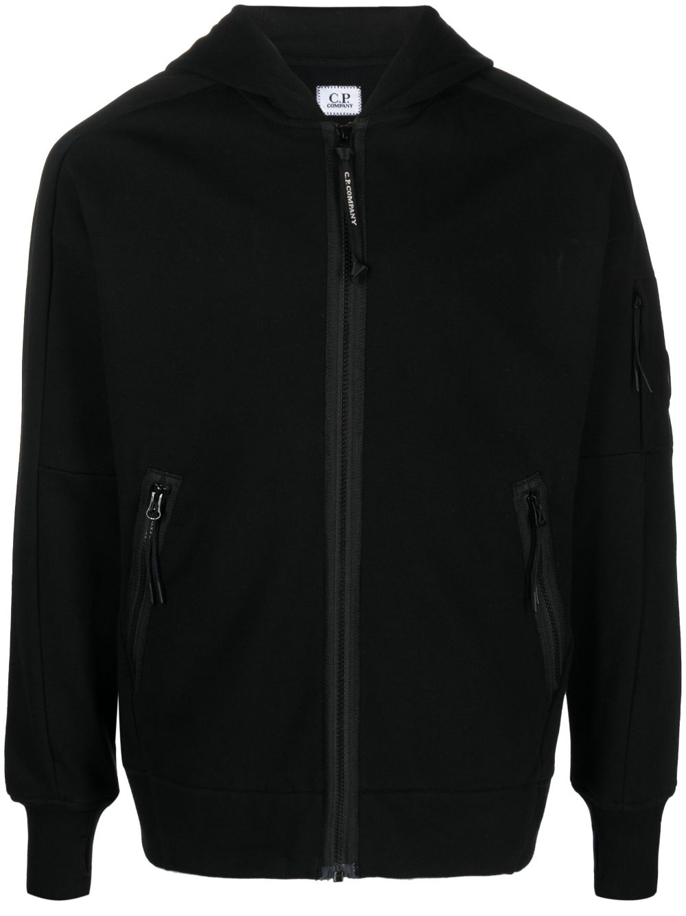 C.P. Company Lens-detail jersey zip-up hoodie - Black von C.P. Company
