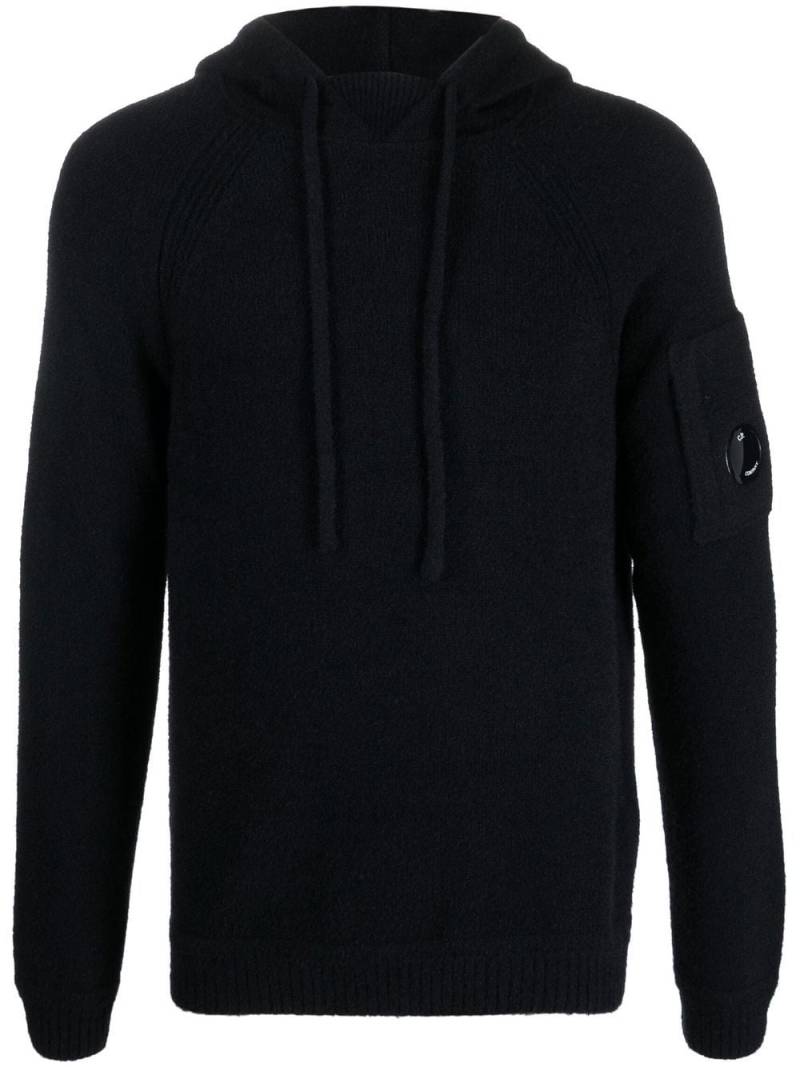 C.P. Company Lens-detail knitted hoodie - Blue von C.P. Company