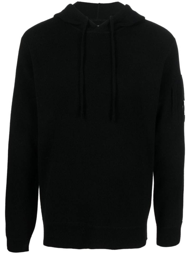 C.P. Company Lens-detail knitted wool-blend hoodie - Black von C.P. Company