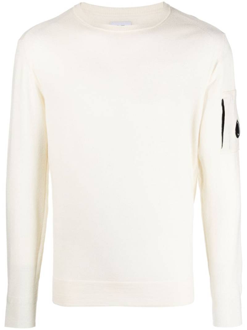 C.P. Company Lens-patch knitted jumper - White von C.P. Company