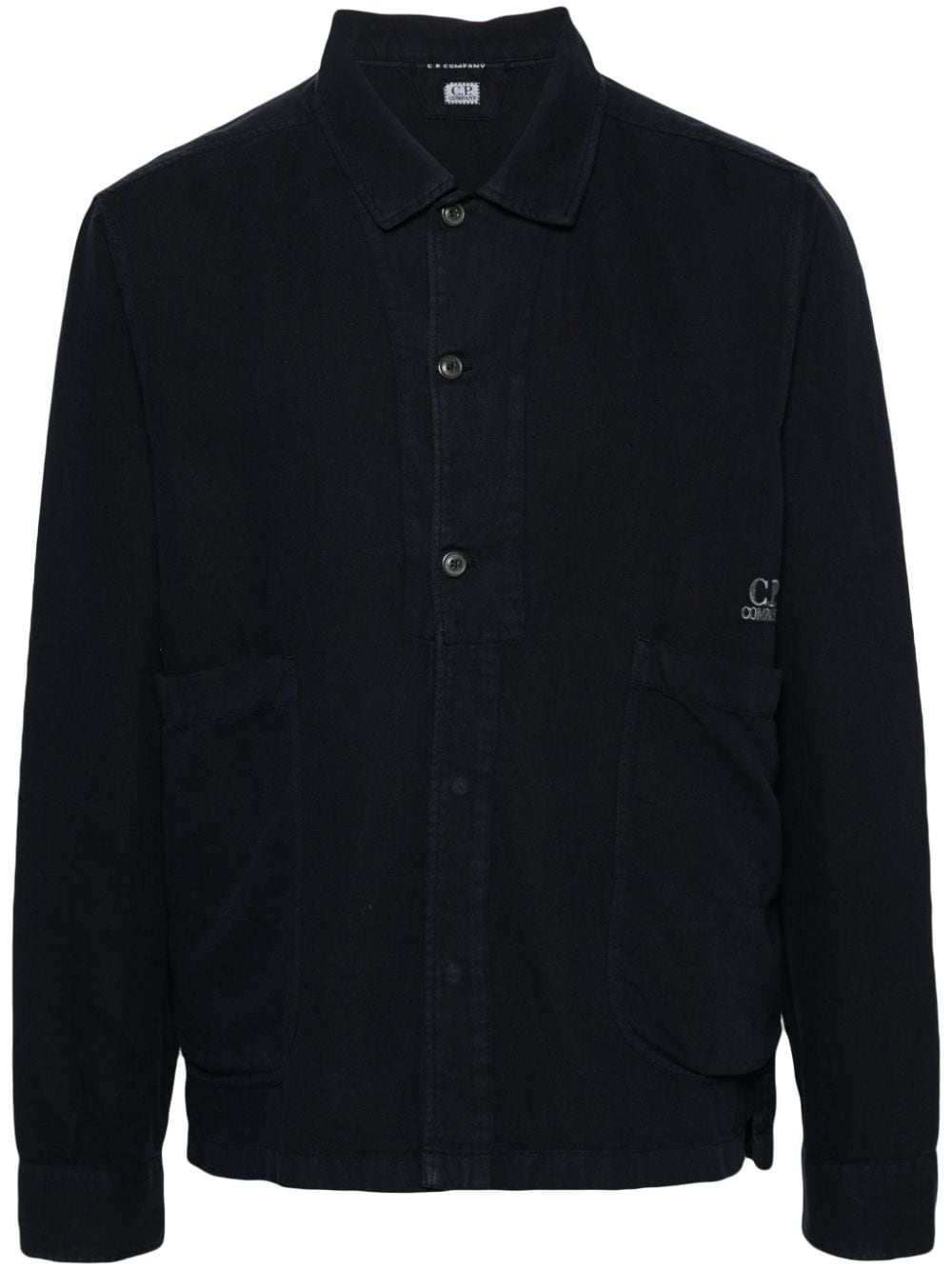 C.P. Company embroidered-logo twill shirt - Blue von C.P. Company