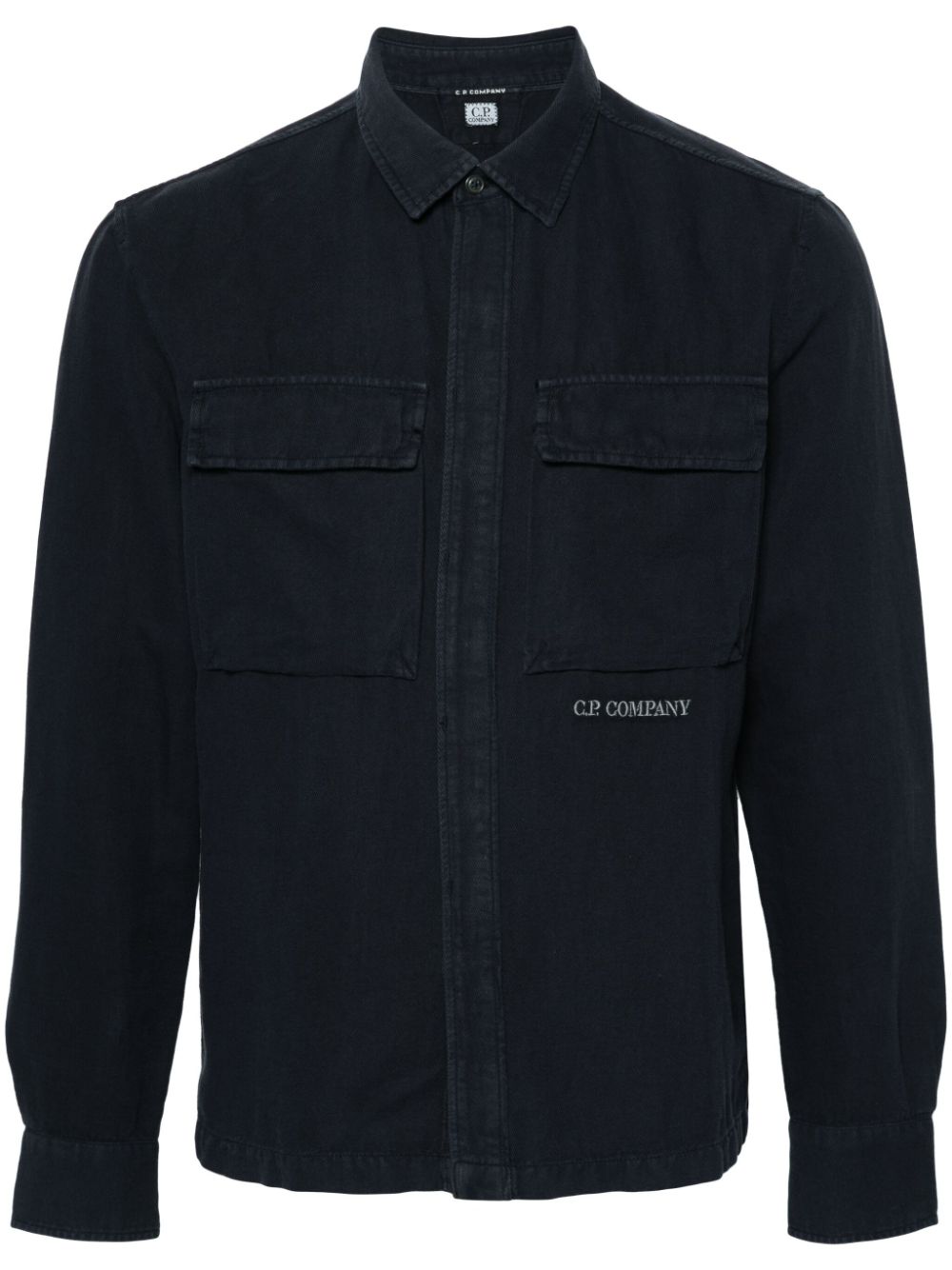 C.P. Company embroidered-logo twill shirt - Blue von C.P. Company