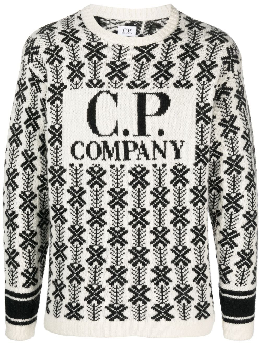C.P. Company intarsia-knit logo virgin-wool sweater - White von C.P. Company