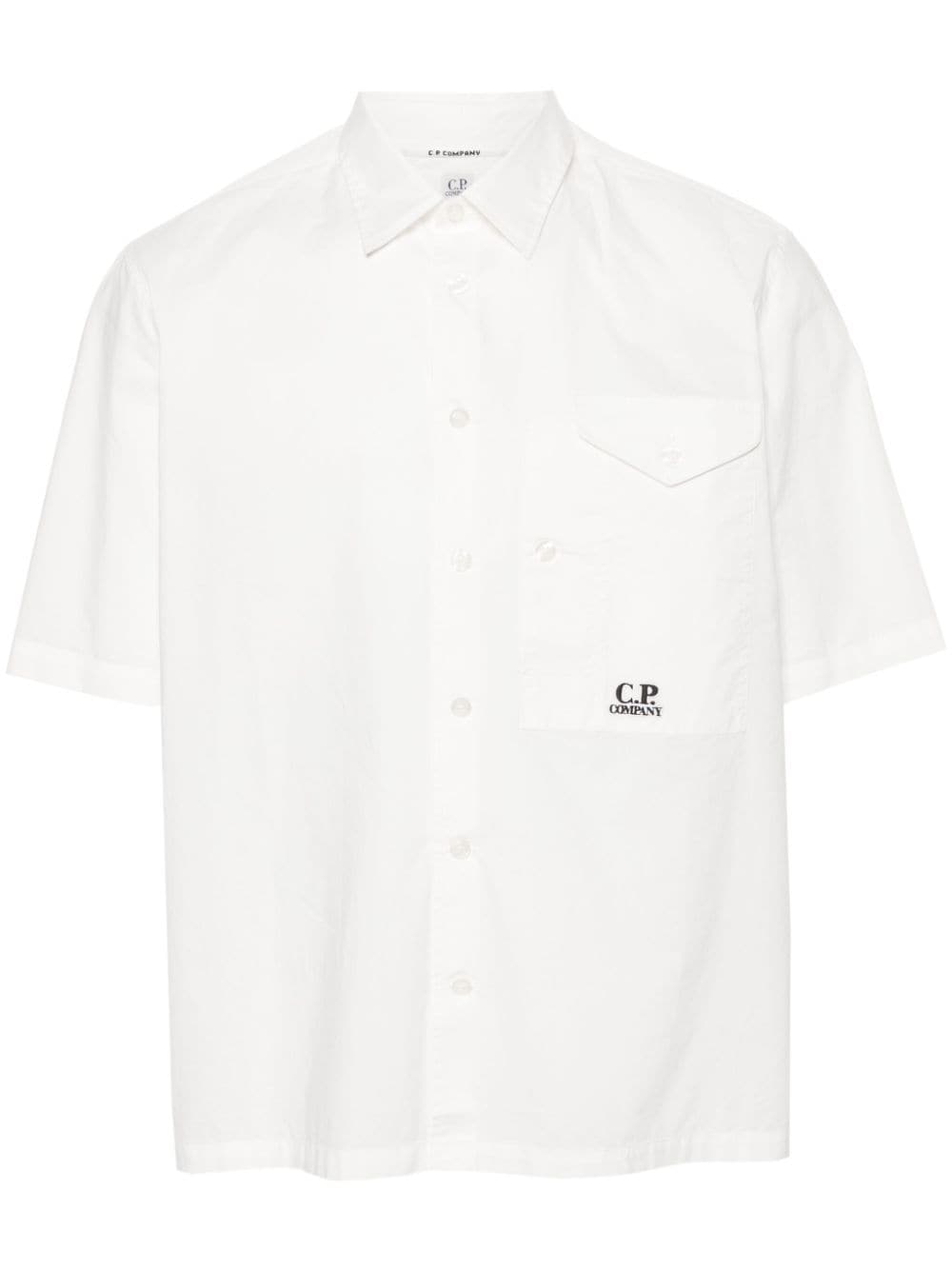 C.P. Company logo-embroidered cotton shirt - White von C.P. Company