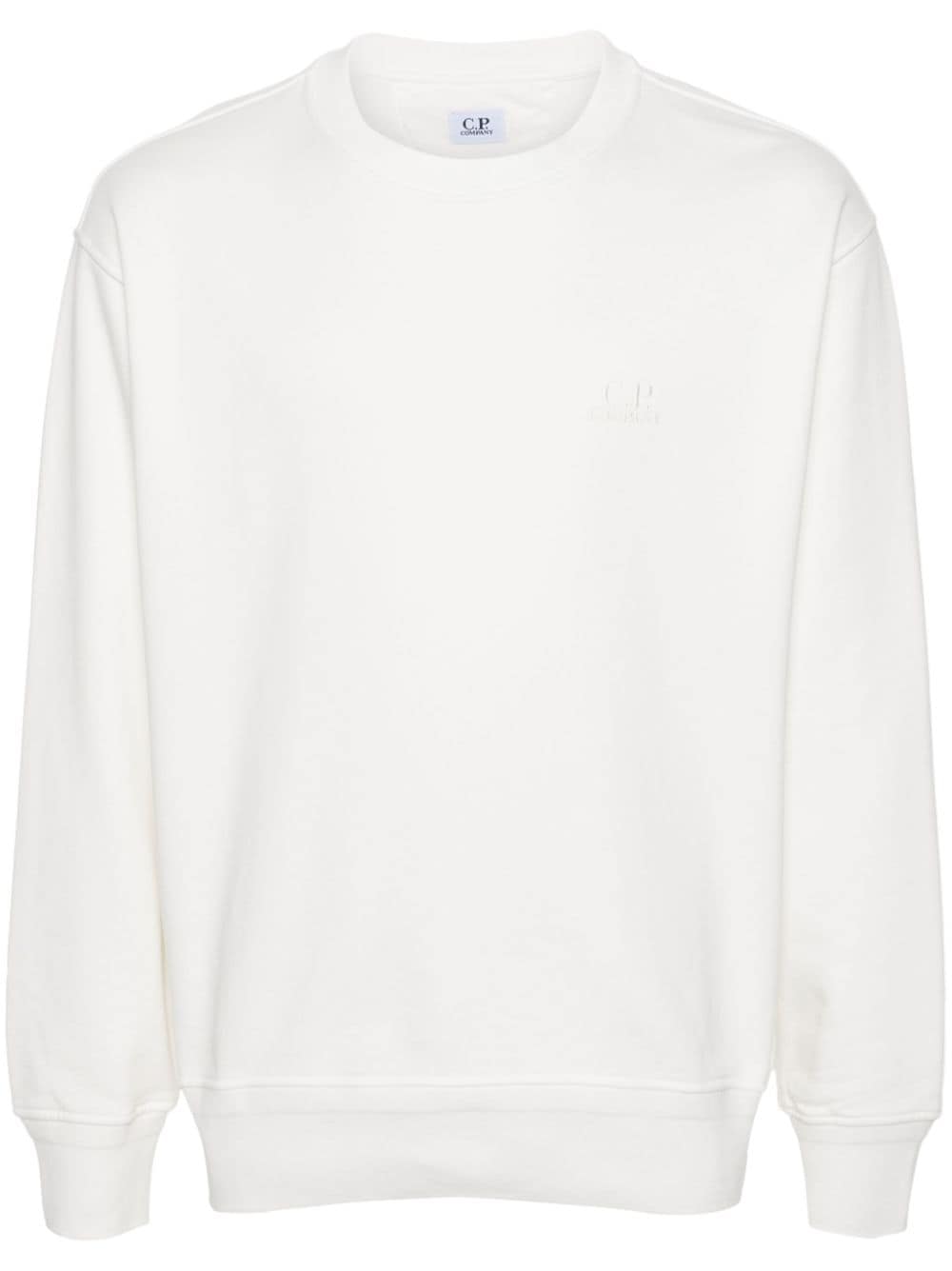 C.P. Company logo-embroidered cotton swearshirt - White von C.P. Company