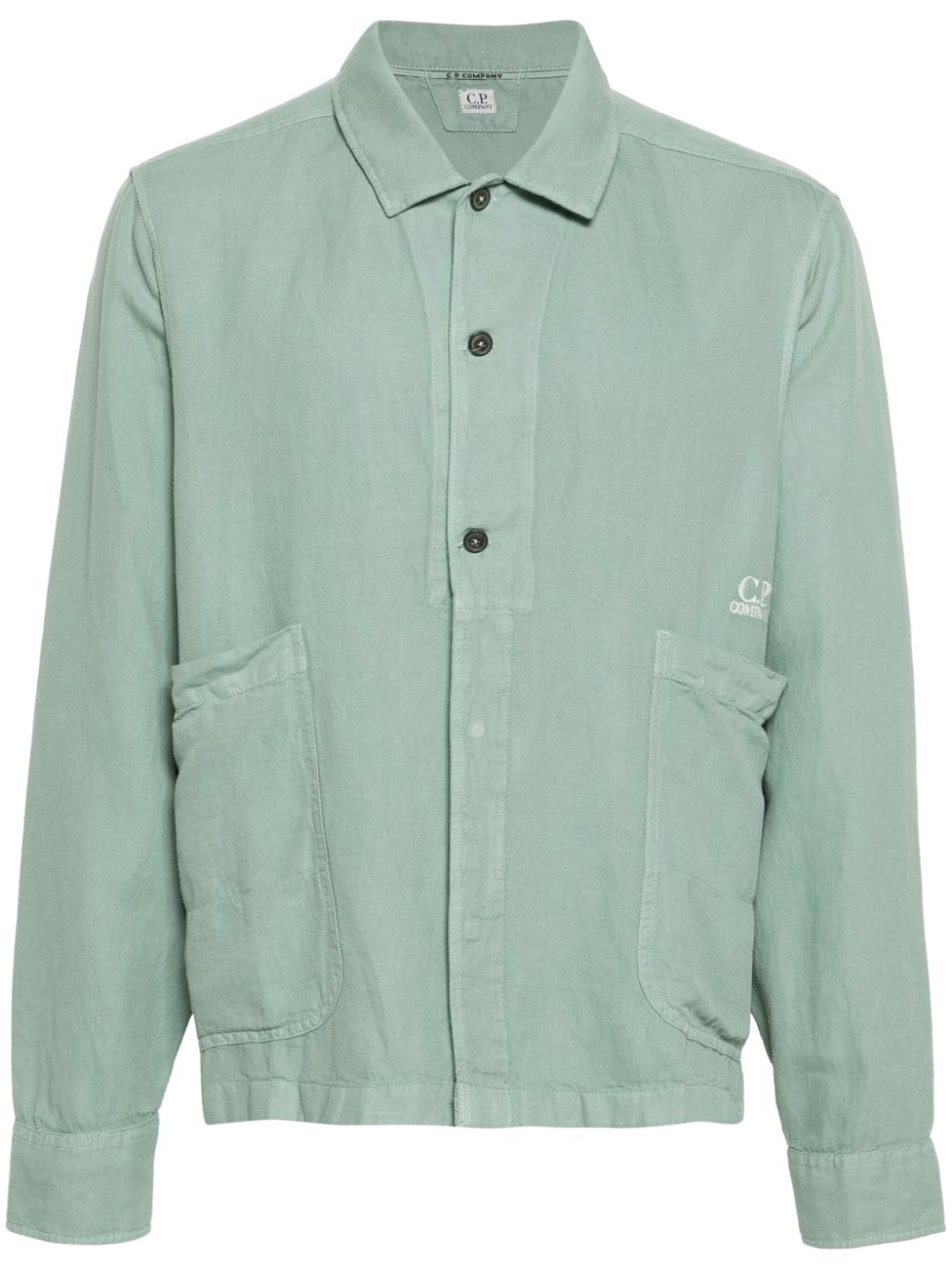 C.P. Company logo-embroidered twill shirt - Green von C.P. Company