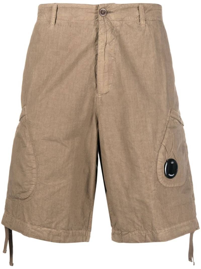 C.P. Company logo-patch cotton shorts - Neutrals von C.P. Company