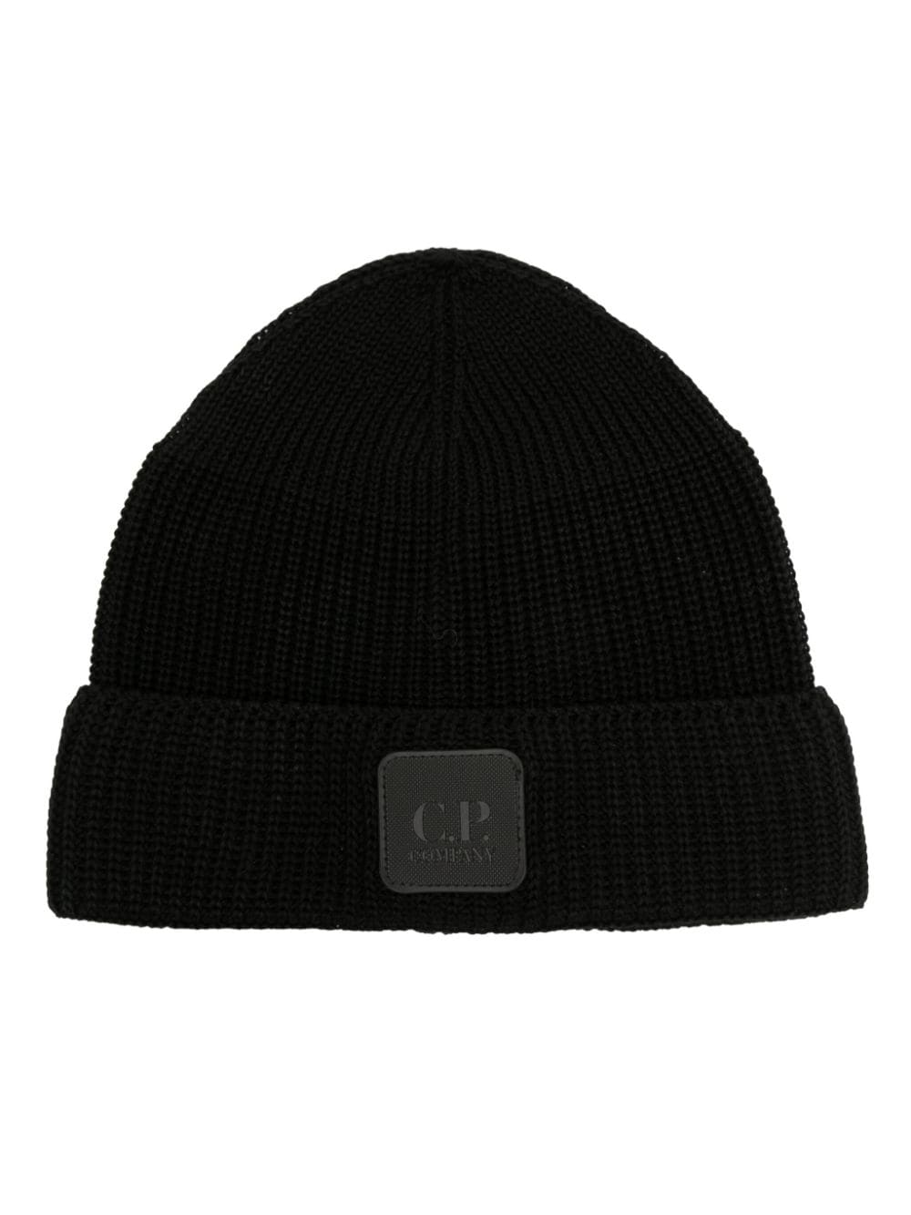 C.P. Company logo-patch ribbed-knit beanie - Black von C.P. Company