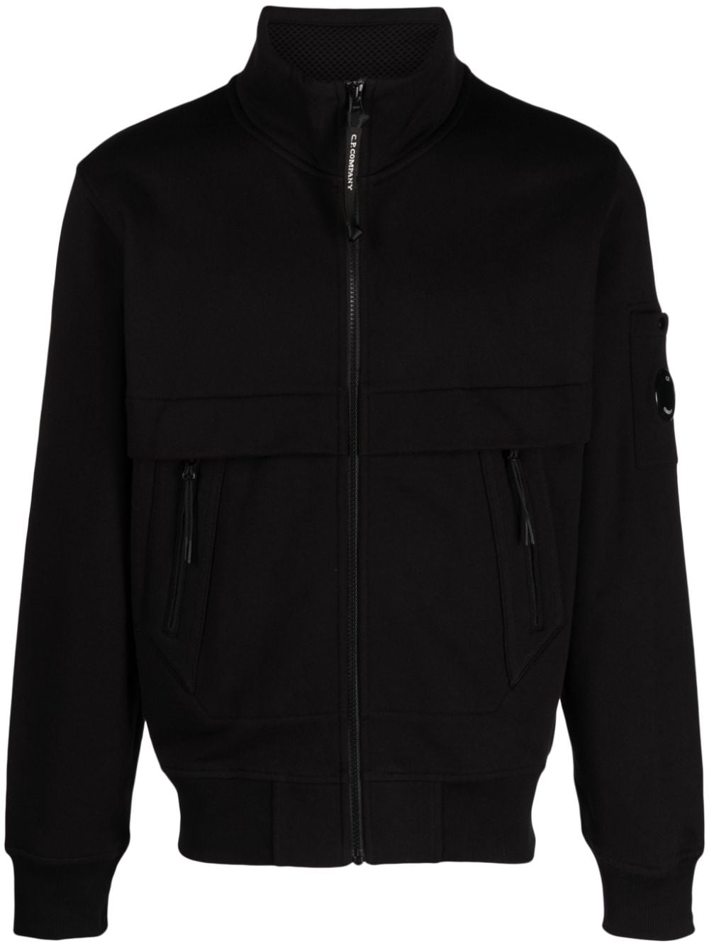 C.P. Company logo-patch zip-up sweatshirt - Black von C.P. Company