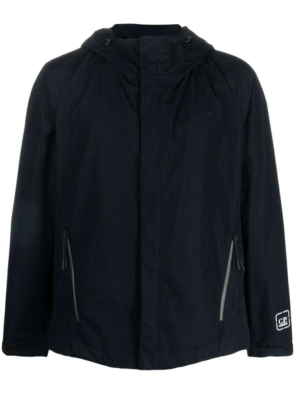 C.P. Company logo-patch zipped hooded jacket - Blue von C.P. Company
