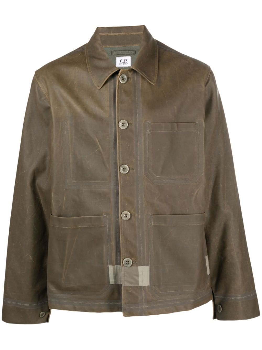 C.P. Company logo-print button-up jacket - Green von C.P. Company