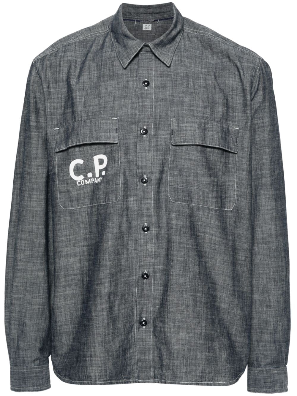 C.P. Company logo-print chambray shirt - Grey von C.P. Company